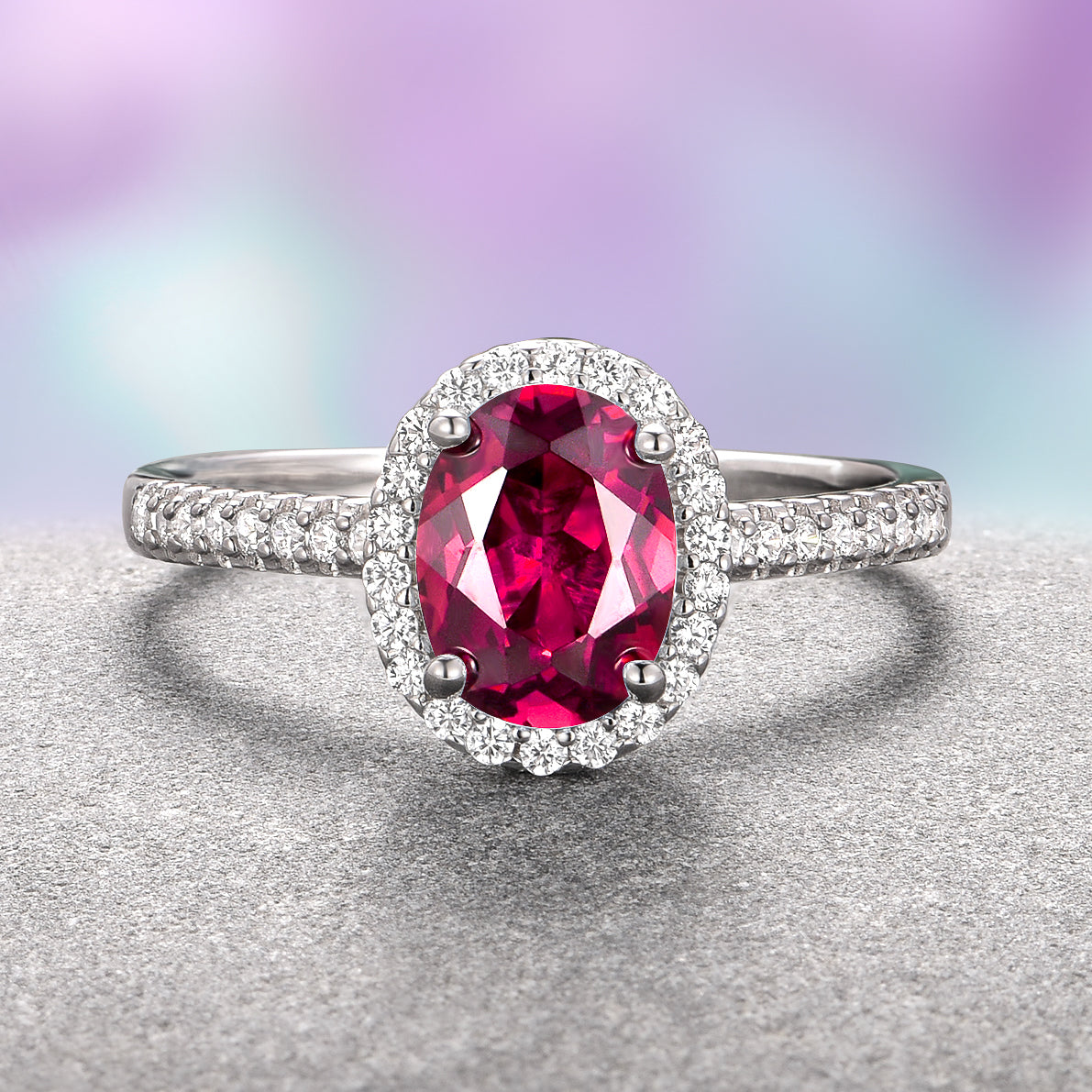 14K White Gold Iris Oval Ruby Engagement Ring - Perfect for Proposals, Anniversaries & Romantic Gifts