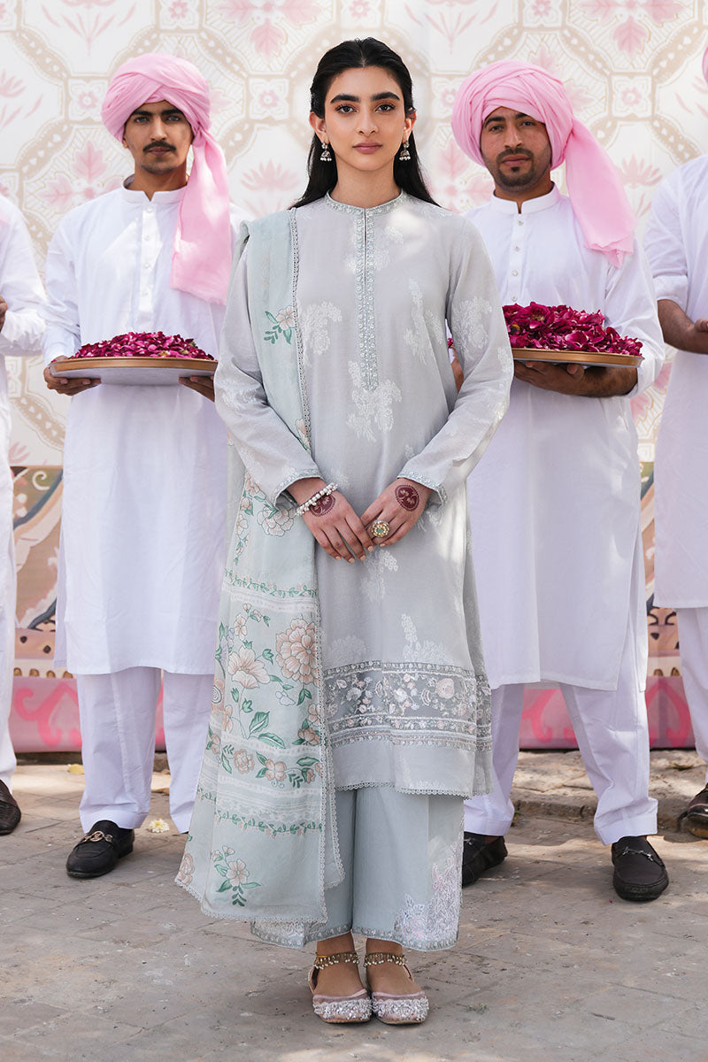 LUNAR BLOOM 3-Piece Jacquard Suit Set for Women - Elegant Dyed Floral Print Outfit for Parties, Weddings & Special Occasions