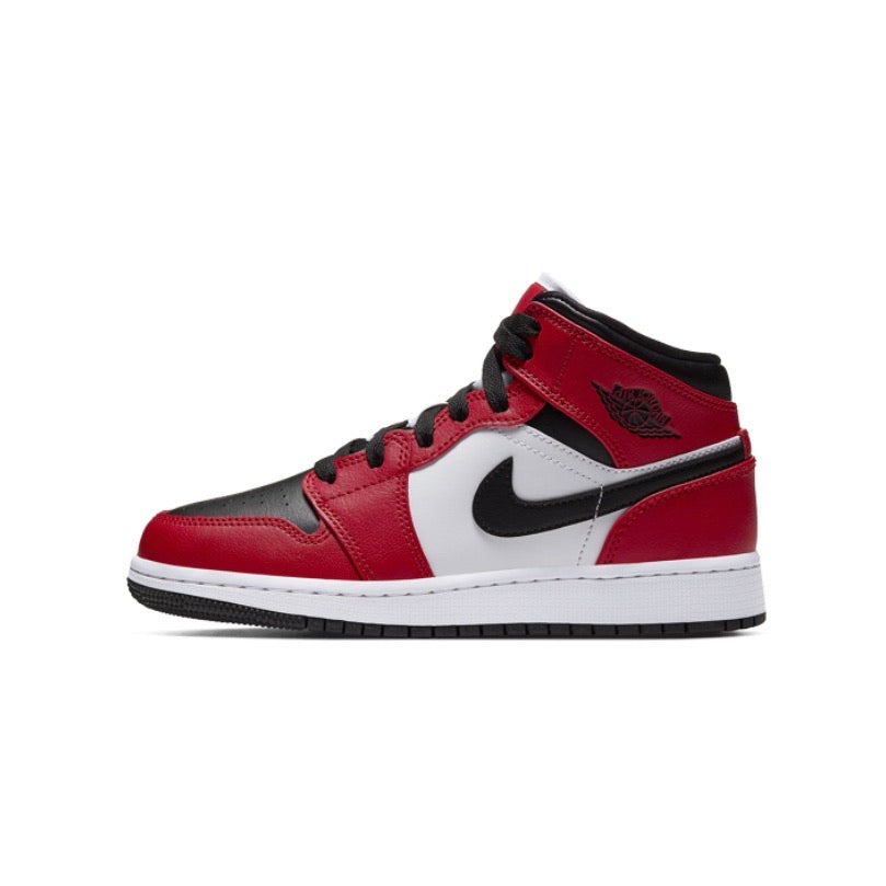 Air Jordan 1 Mid GS Chicago Black Toe Sneakers - Black/Gym Red Basketball Shoes for Women & Girls - Perfect for Gym, Streetwear & Casual Fashion