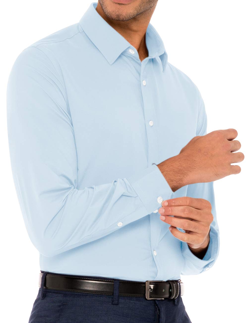 Men's Dry Fit Button Down Dress Shirts - Performance Slim Fit Business Casual Shirts for Work & Office Wear | Moisture Wicking & Breathable for All-Day Comfort