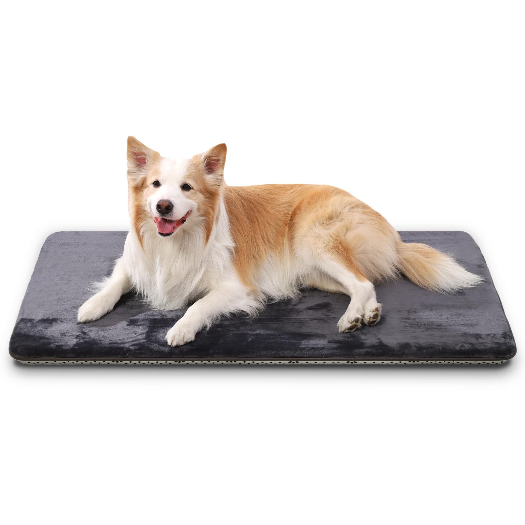 Premium Dog Crate Pad - 24 Inch High Resilience Foam Kennel Mat with Anti-Slip Bottom for Small Dogs & Cats | Dark Gray Pet Bed for Cages, Floors & Travel | Comfortable Sleeping Pad for Puppies & Felines