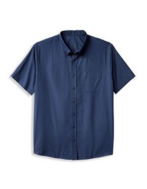 DXL Big & Tall Men's Poplin Short-Sleeve Sport Shirt - Comfortable Casual Button Down Shirts for Big & Tall Men - Perfect for Office, Summer Outings & Casual Wear
