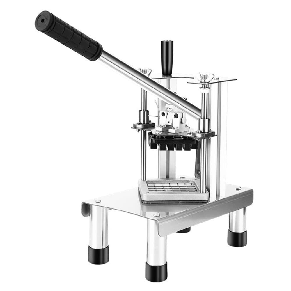 Commercial Stainless Steel French Fry Cutter - Heavy Duty Manual Potato Slicer with 3 Blades for Home & Restaurant Use | Perfect for Making Crispy Fries, Hash Browns & Veggie Chips