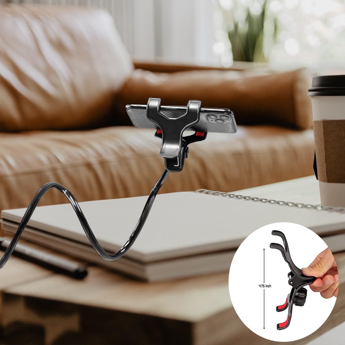 Selfdee Adjustable Gooseneck Phone Holder for Bed - 360° Flexible Phone Stand with Universal Clip Mount | Perfect for Bedside Headboard, Watching Videos & Hands-Free Calling (Style 1)