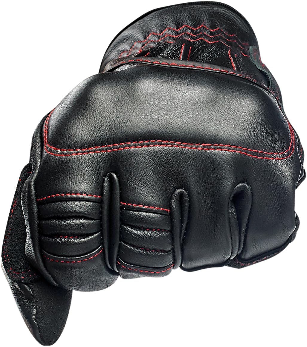Biltwell Belden Gloves - X-Small Redline Motorcycle Gloves for Men & Women - Durable Riding Gloves for Cruiser, Street Bike & Harley Davidson - Perfect for Commuting & Long Distance Rides