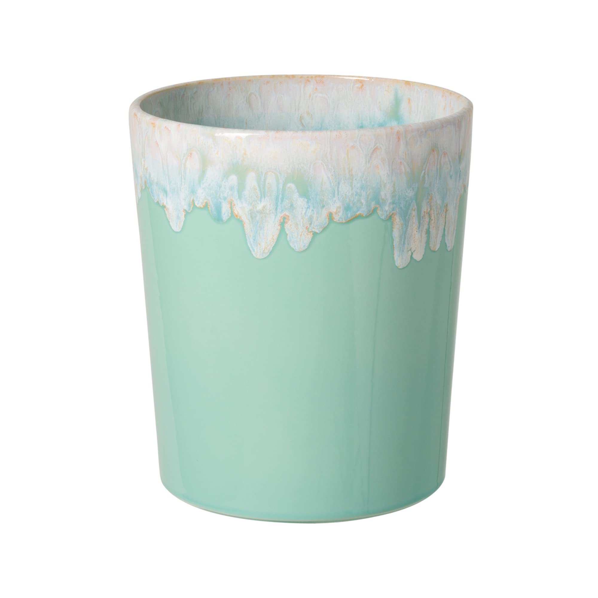 Casafina Ceramic Wastebasket Trash Can - Taormina Collection, Aqua Blue | Stoneware Bathroom Garbage Bin with Lid | Elegant Bathroom Decor for Home & Office | 8'' x 9.75'', 203 oz Capacity | Perfect for Bathroom, Bedroom, or Office Waste Disposal