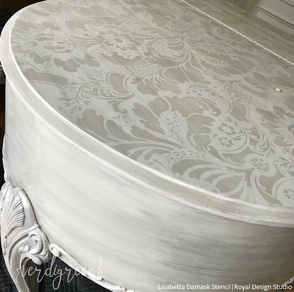 Lisabetta Damask Wall Stencil - Reusable DIY Painting Template for Home Decor, Accent Walls & Furniture - Perfect for Bedroom, Living Room & Nursery Renovation