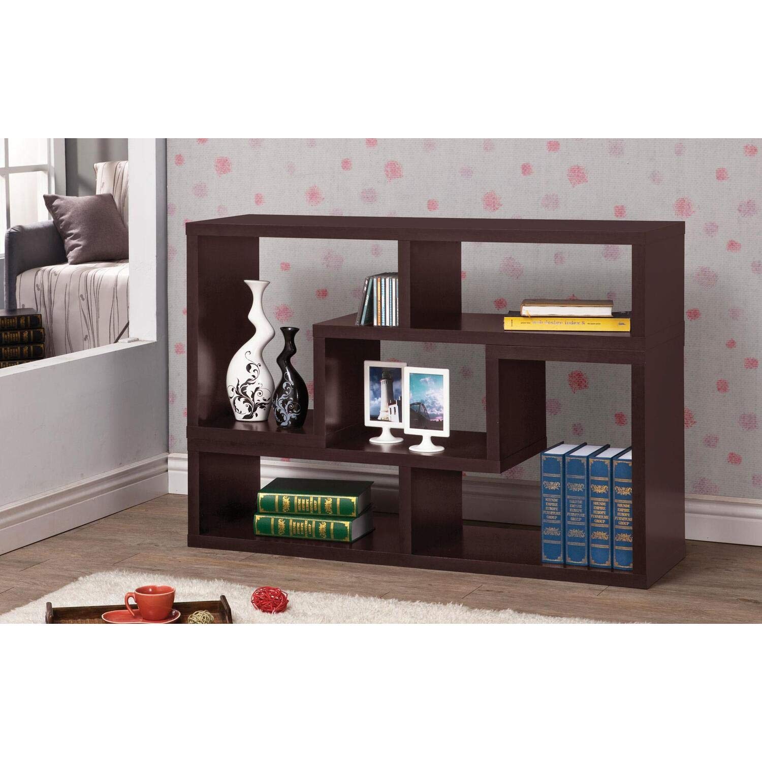 Convertible TV Stand and Bookcase Combo in Cappuccino Finish - Coaster Furniture 800329 - Perfect for Living Room, Home Theater, and Office Storage