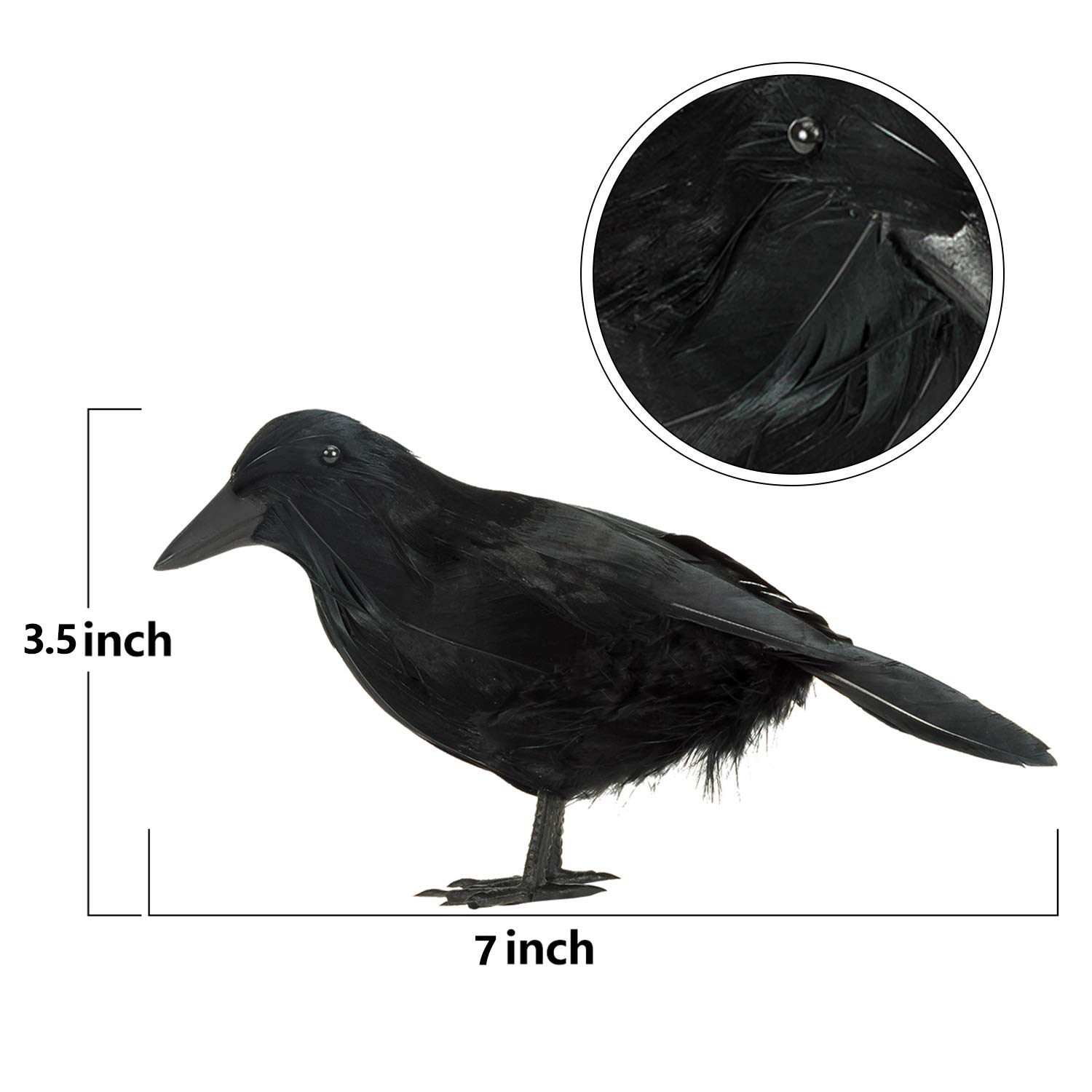 4 Pack Halloween Black Crows Decor - Realistic Fake Ravens for Spooky Halloween Party Decorations, Haunted House Props, and Outdoor Yard Scarecrow Displays