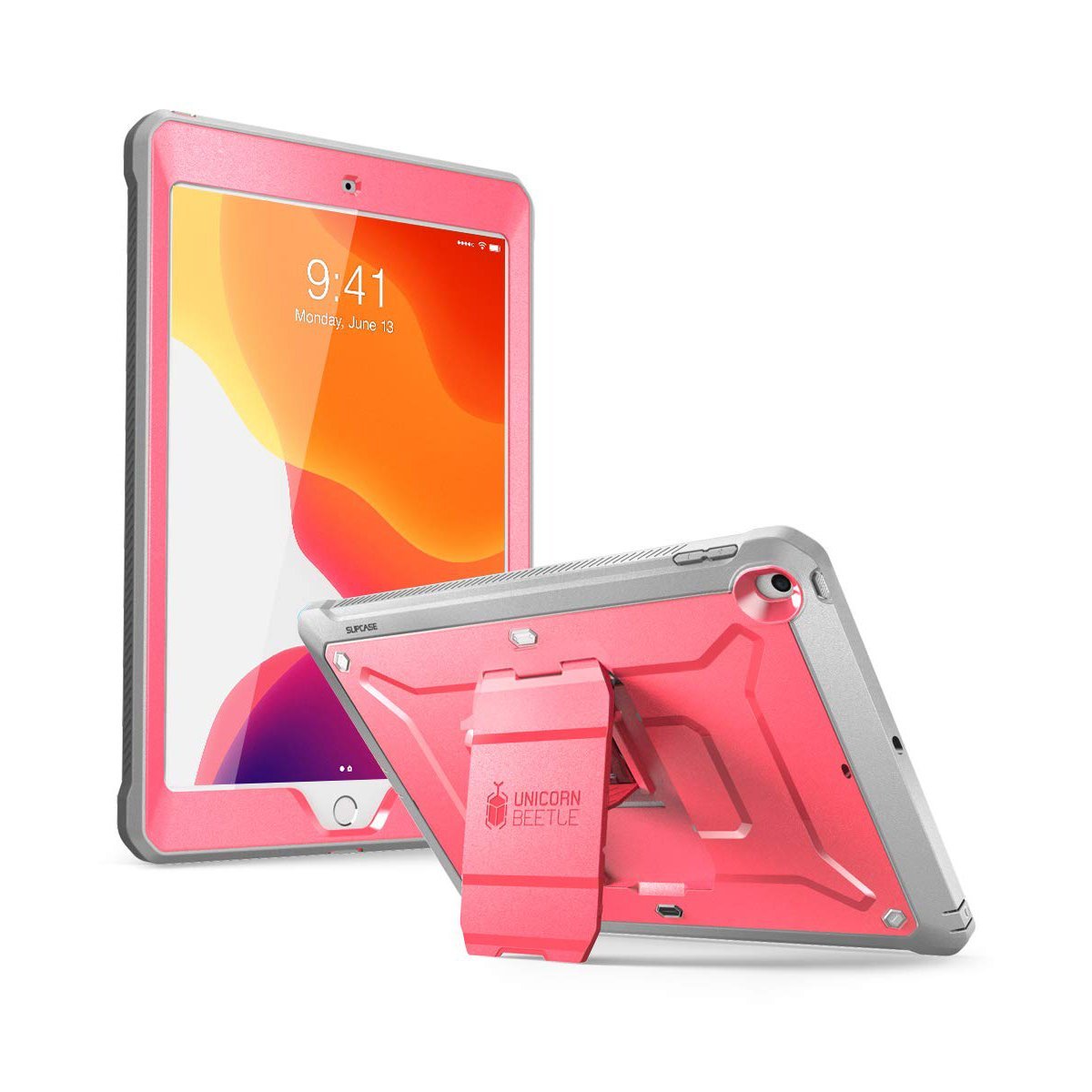 Unicorn Beetle PRO Rugged Case for iPad 10.2 Inch - Shockproof Protective Cover with Screen Protector, Pink | Perfect for Kids, Construction Sites & Outdoor Adventures