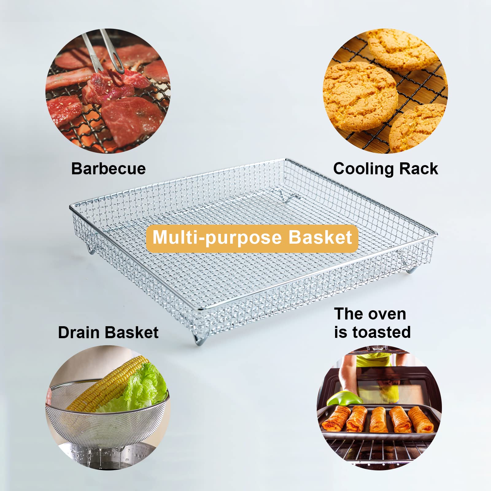 Stainless Steel Air Fryer Basket for Cuisinart TOA-60/TOA-65 Series - Food Grade Oven Safe Accessory for Baking, Roasting & Frying - Perfect for Toaster Convection Ovens & Healthy Cooking