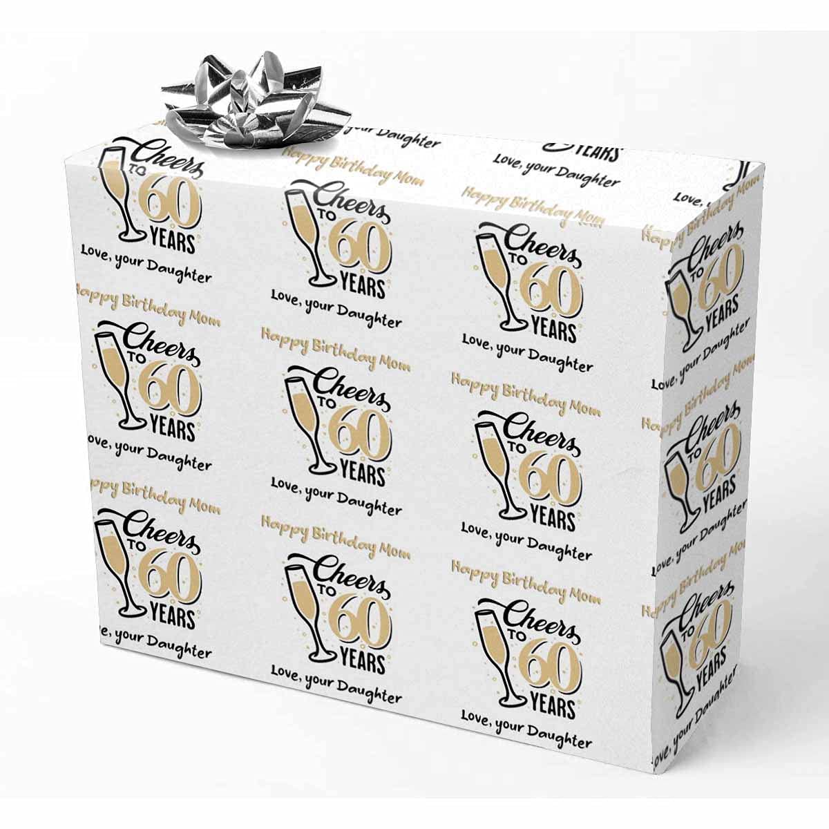 Personalized 60th Birthday or Anniversary Wrapping Paper - Cheers to 60 Years Gift Wrap for Parents & Grandparents | Perfect for Milestone Celebrations & Special Occasions