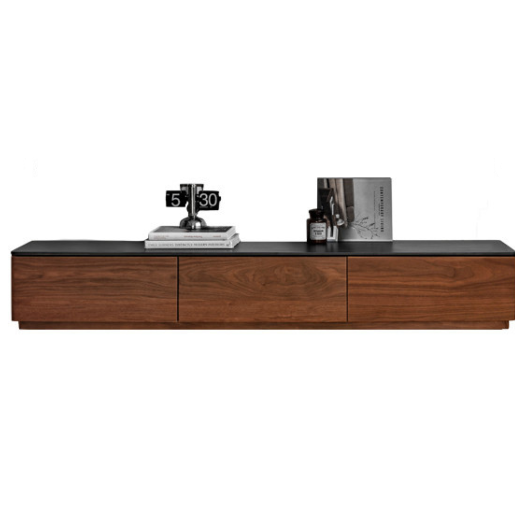 70.9x13.8x11 inch / 180.4x35.4x28сm/ Rich dark walnut color/ Slate TV cabinet