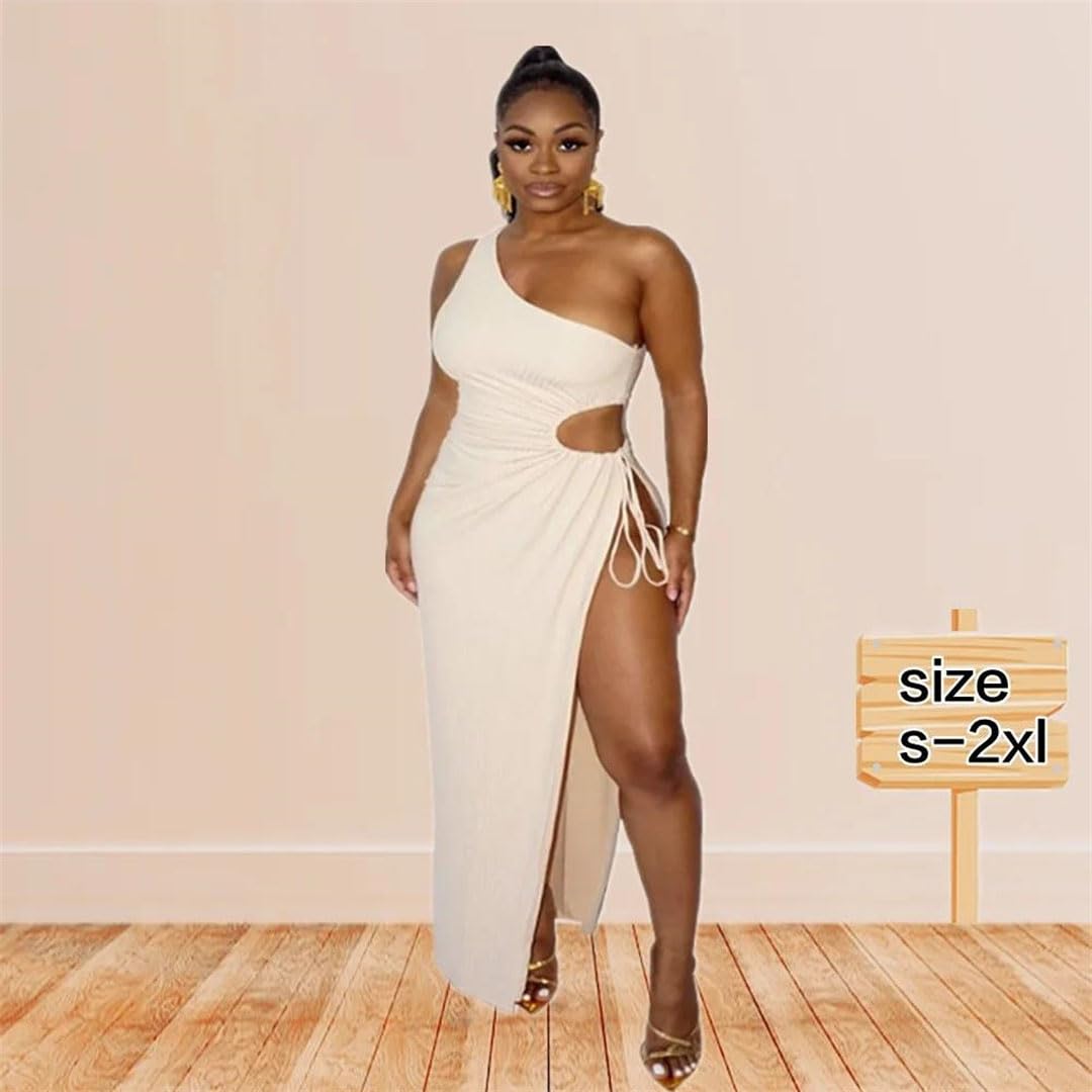 Sexy One Shoulder Sleeveless Bandage Dress for Women - Summer Hollow Out Party Dress for Nightclub, Cocktail & Evening Events