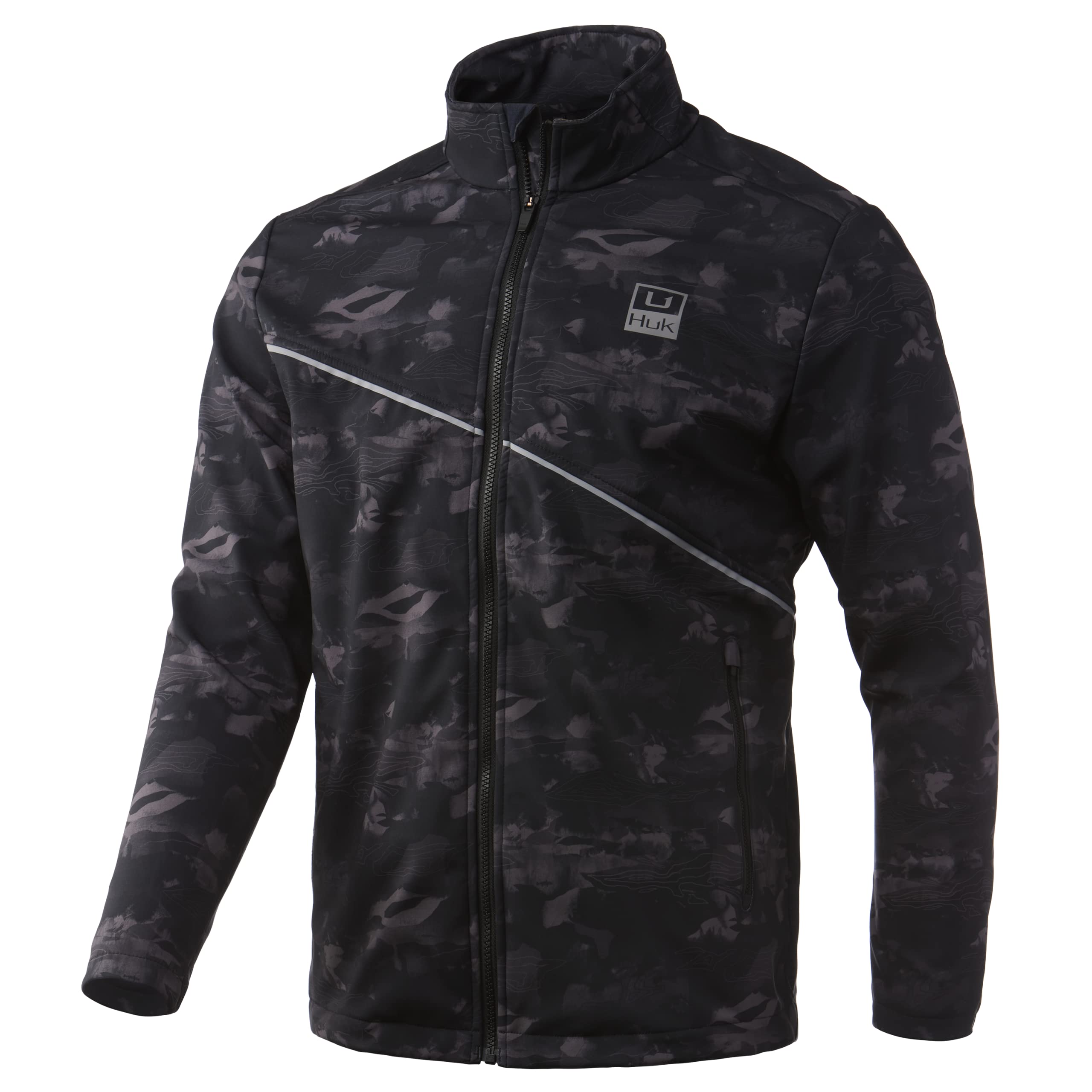 HUK Men's Crosslake Windblock Print Jacket - Water Resistant, Windproof Fishing Jacket for Outdoor Activities - Perfect for Boating, Hiking & Cold Weather Protection