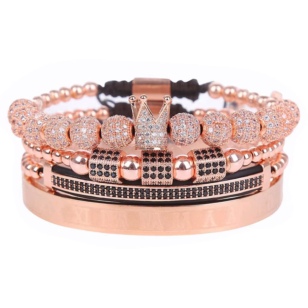 Men's Beaded Bracelet with Micro Pave Zircon - Stainless Steel Cuff Bangle for Men & Women - Perfect for Casual Wear, Gifts & Special Occasions