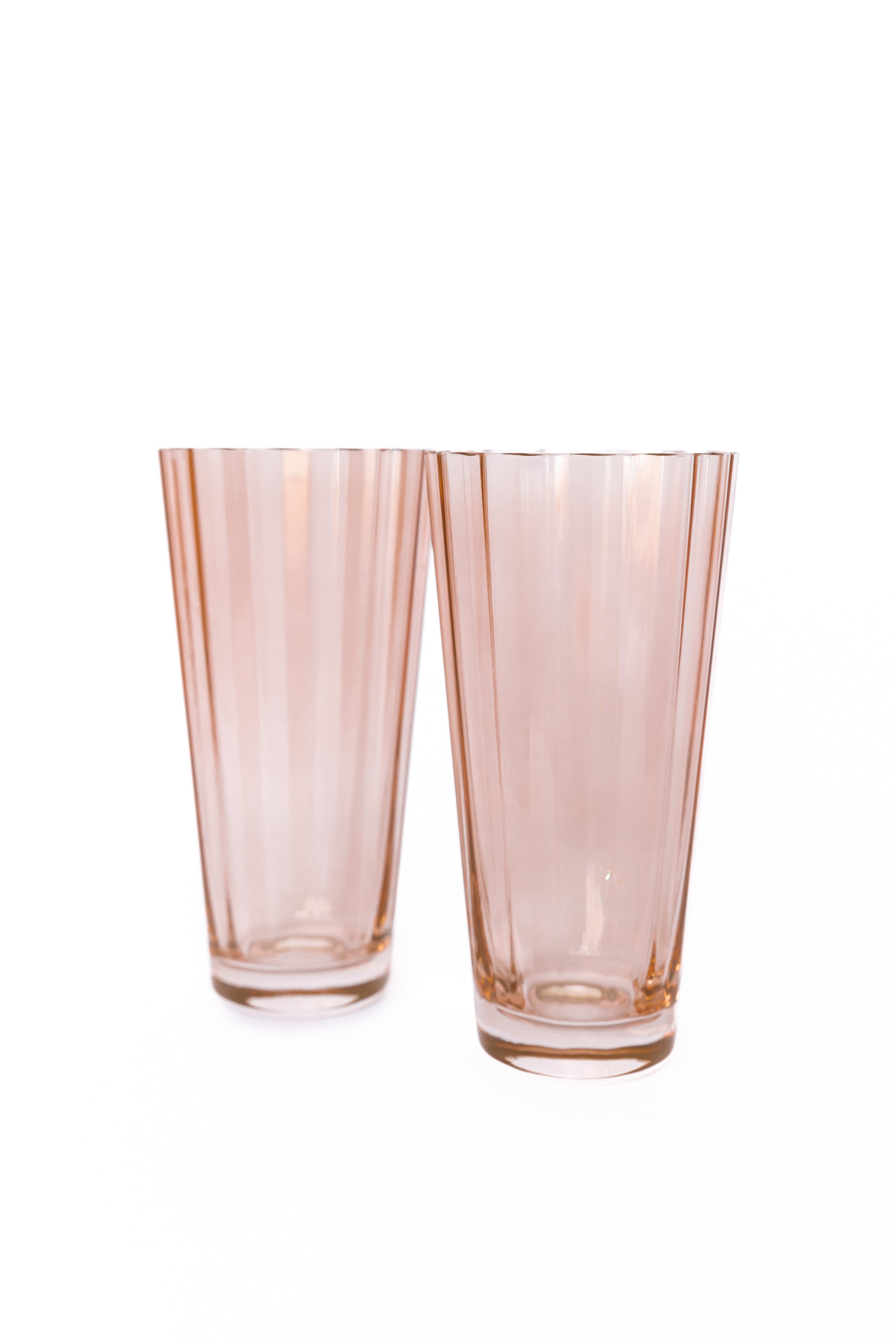 Estelle Colored Sunday Highball Glasses - Set of 2 (Blush Pink) | Elegant Cocktail & Whiskey Drinking Glasses for Home Bar, Parties & Gifts