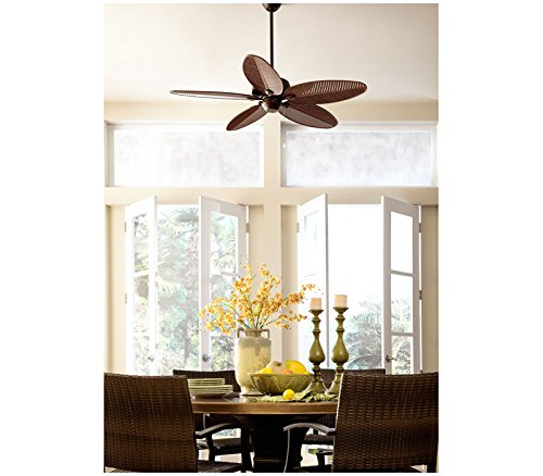Monte Carlo 5CU52RB 52-Inch Outdoor Ceiling Fan with 5 ABS Palm Leaf Blades in Roman Bronze - Perfect for Patio, Porch, and Tropical-Themed Spaces