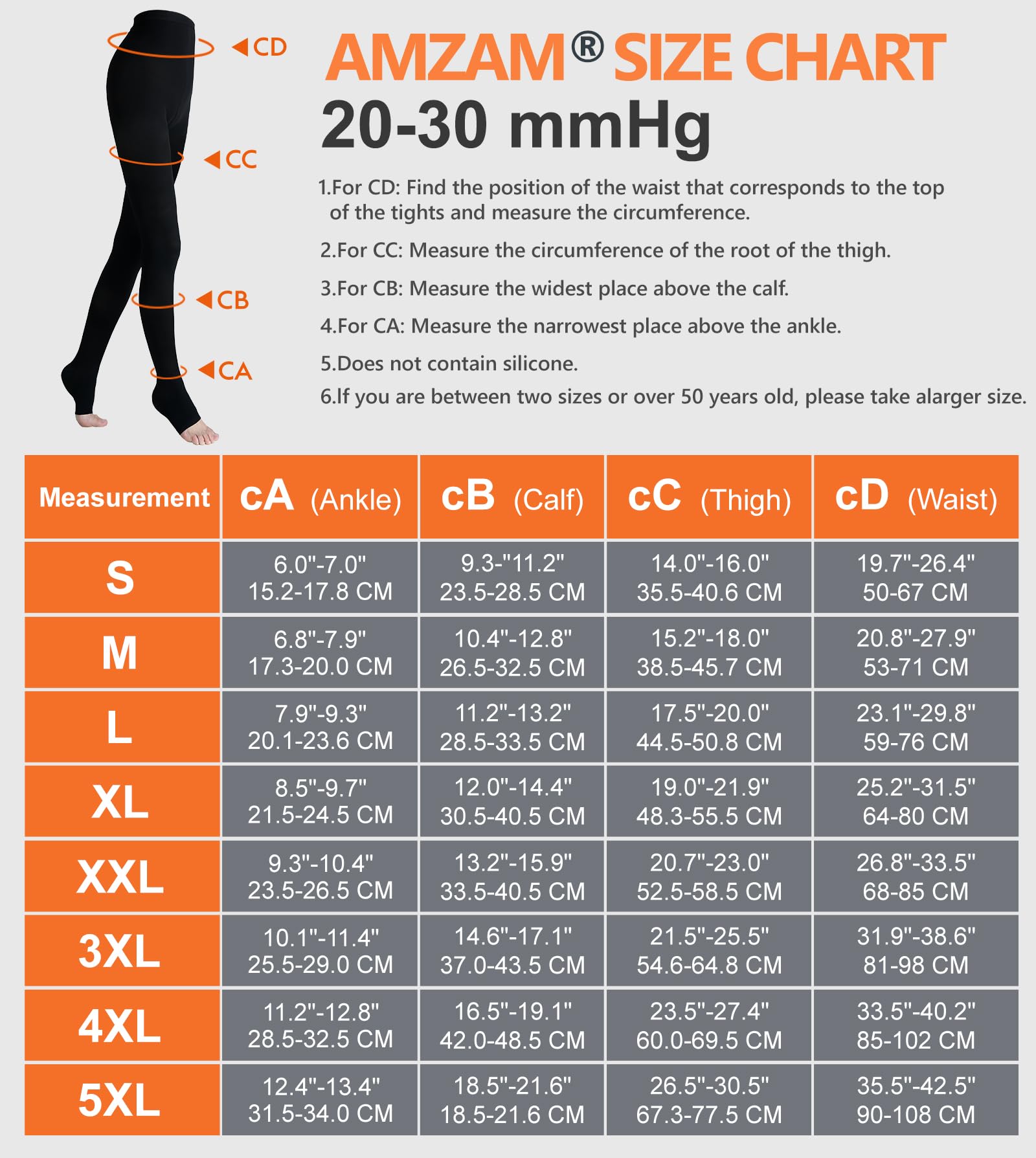 AMZAM® 20-30 mmHg Medical Compression Pantyhose for Women & Men - Waist High Graduated Support Tights for Edema, Varicose Veins & DVT - Opaque Toeless Compression Stockings (Black) - Perfect for Travel, Pregnancy & Post-Surgery Recovery