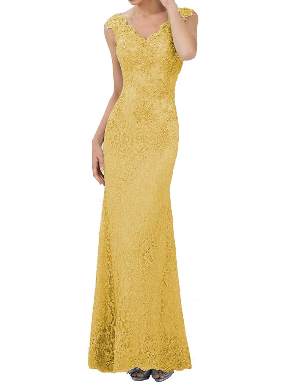 Elegant Mother of The Bride Dresses - Long Lace Formal Evening Gown with Beaded Mermaid Design for Wedding, Party & Special Occasions