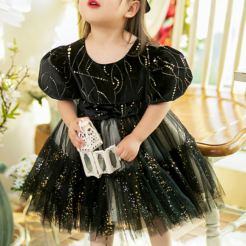Baby Girls Lolita Black Sequins Princess Puffy Dress - Elegant Party Gown for Birthday, Pageant & Special Occasions