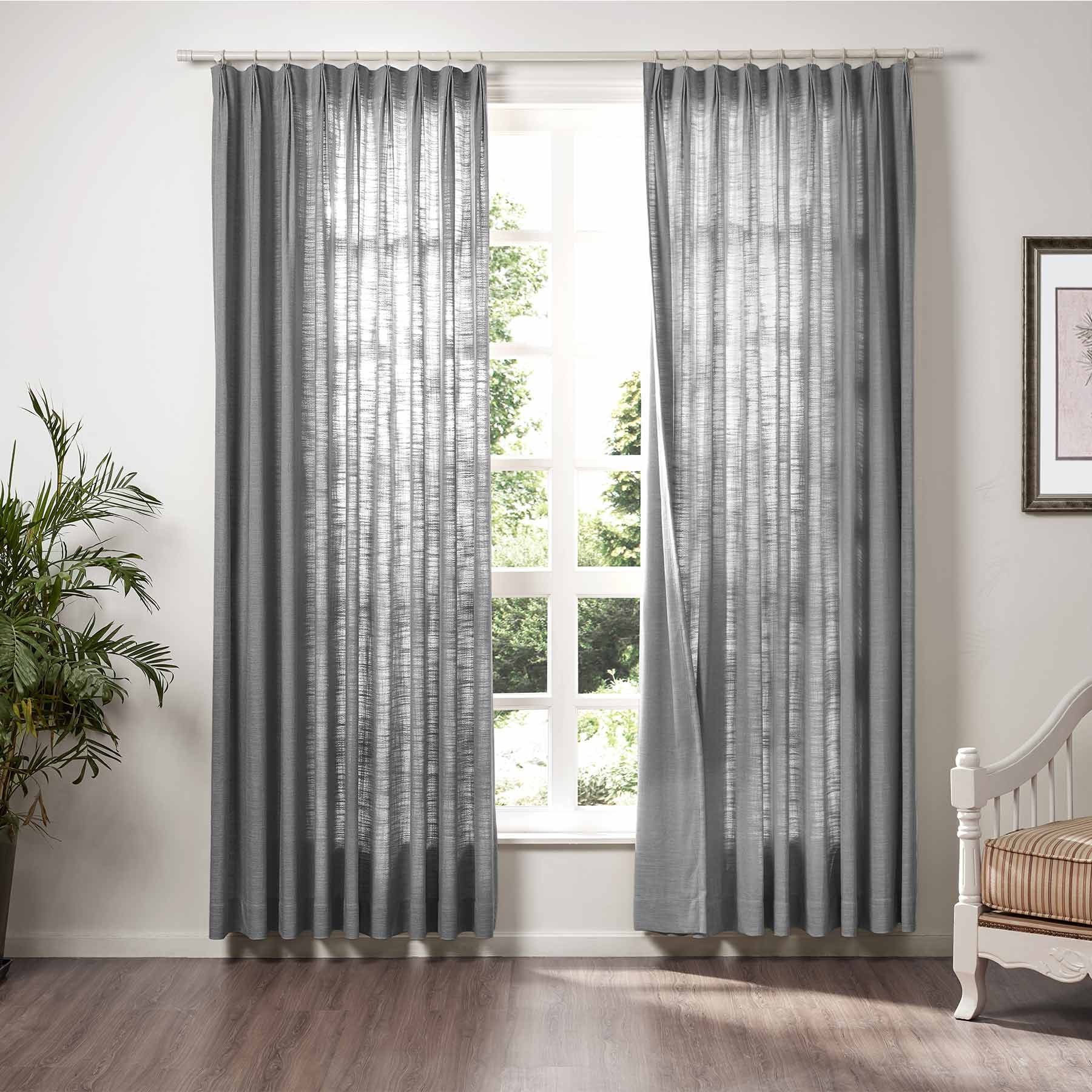 Liz Linen Extra Wide Pleated Curtains for Living Room & Bedroom - Blackout Thermal Insulated Drapes for Home Decor