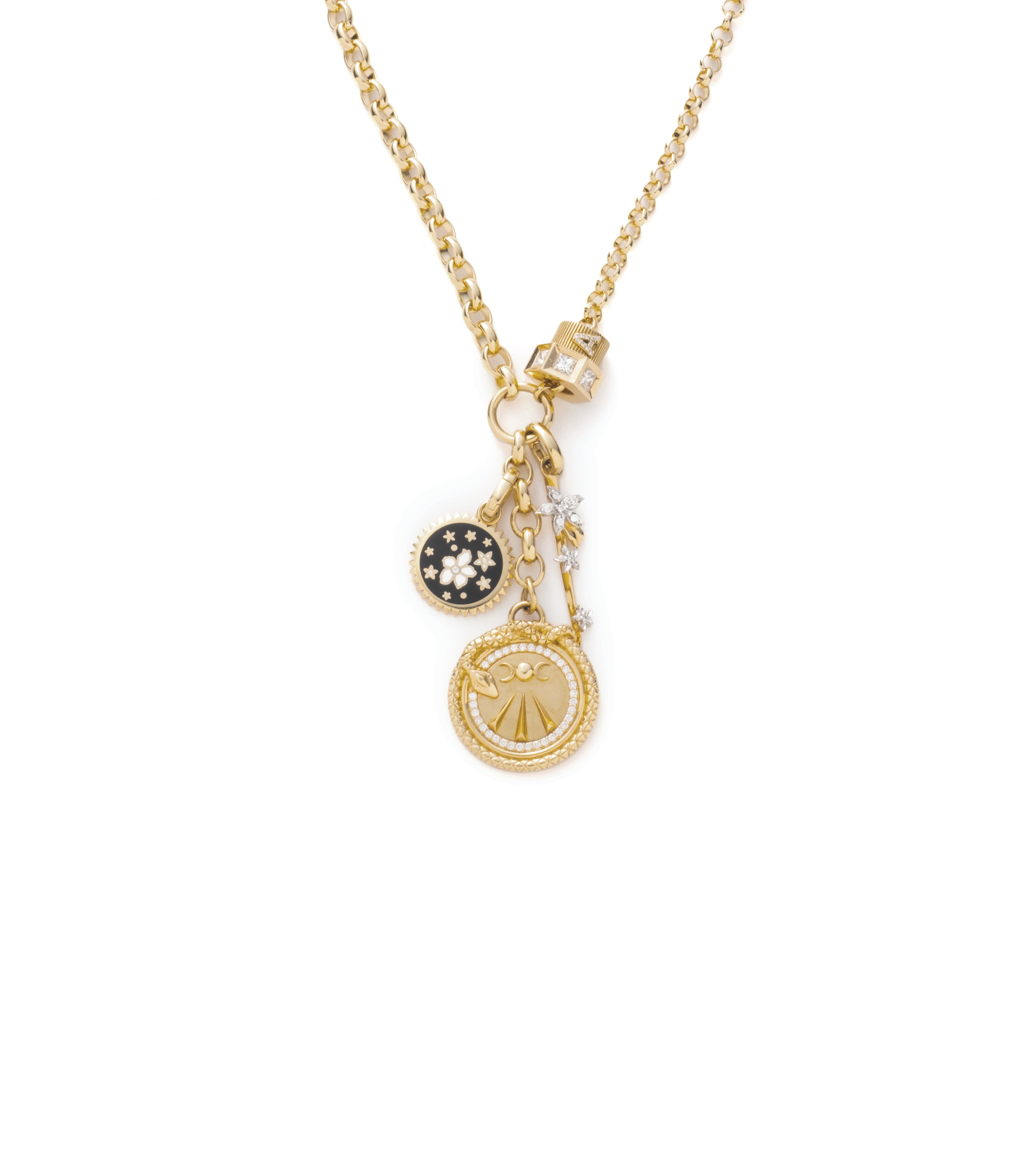 Mind Body Soul Resilience Heavy Mixed Belcher Chain Necklace in 14K Gold with Diamonds - Perfect for Everyday Wear & Special Occasions
