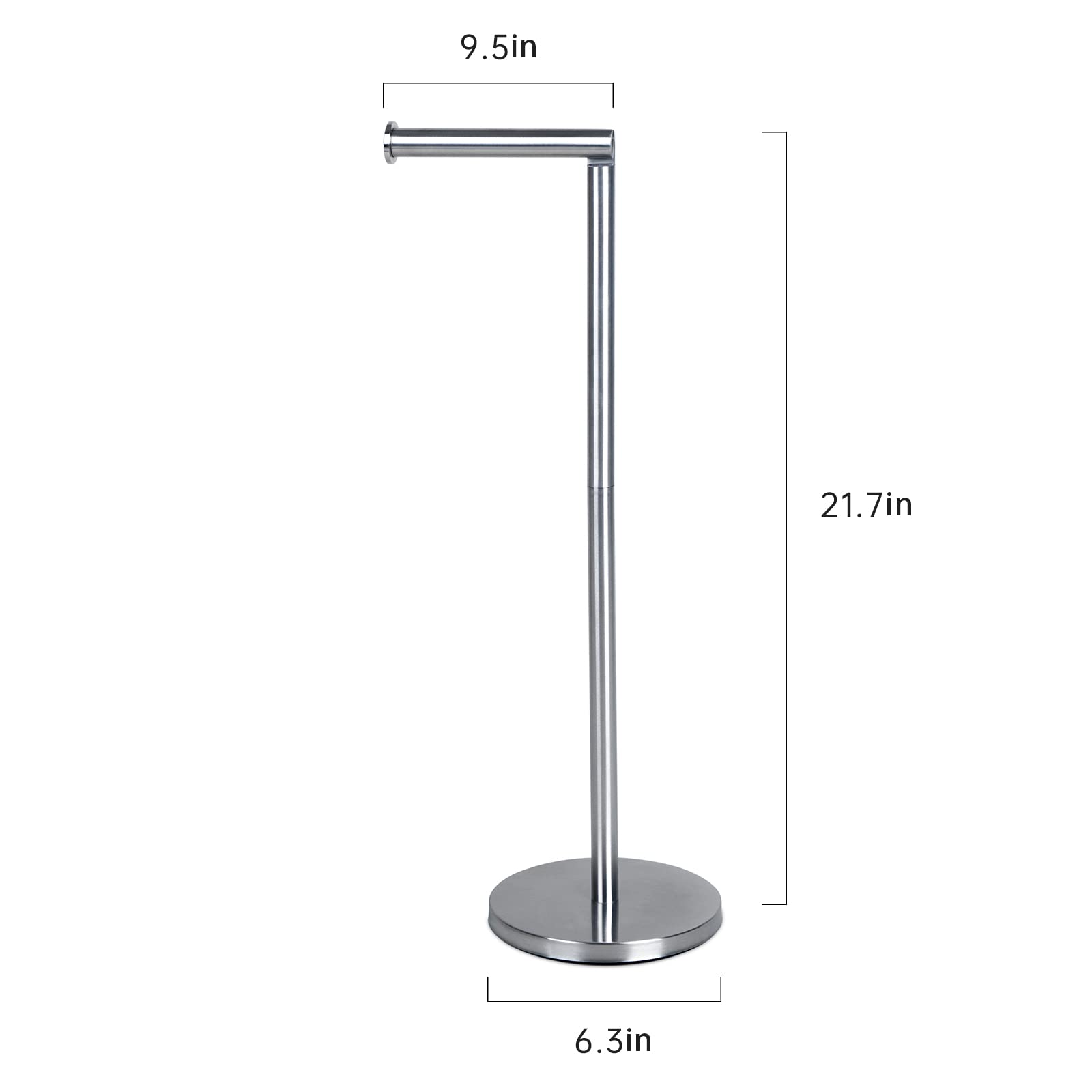 Stainless Steel Free Standing Toilet Paper Holder Stand - Bathroom Tissue Roll Storage Organizer with Floor Base, Silver | Ideal for Home, Office, RV & Guest Bathroom