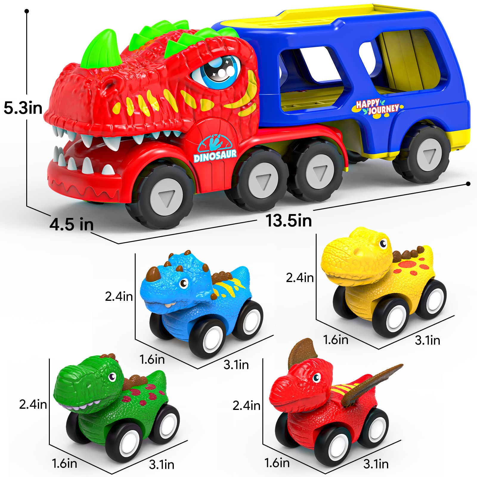 **ENJSD 5-in-1 Dinosaur Toys for Toddlers 1-5 Years Old – Friction Powered with Flashing Lights & Sounds – Best Gift for Boys & Girls – Playtime, Learning & Pretend Adventure**    *(Use Cases: Great for birthday gifts, preschool learning, interactive play, and dinosaur-themed pretend adventures!)*