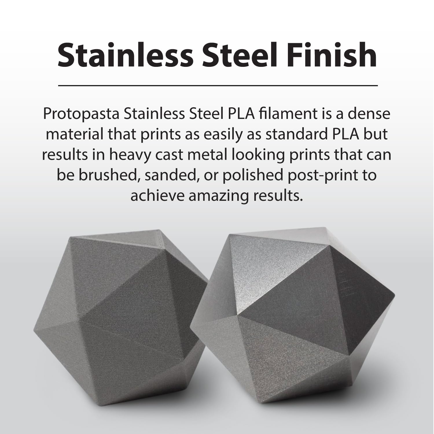 Protopasta Stainless Steel Filled PLA 3D Printer Filament - 2kg Spool | High Metal Content (60%) Composite Filament for Smooth Polishing & Patina Effects | Perfect for Jewelry, Home Decor & Industrial Prototyping