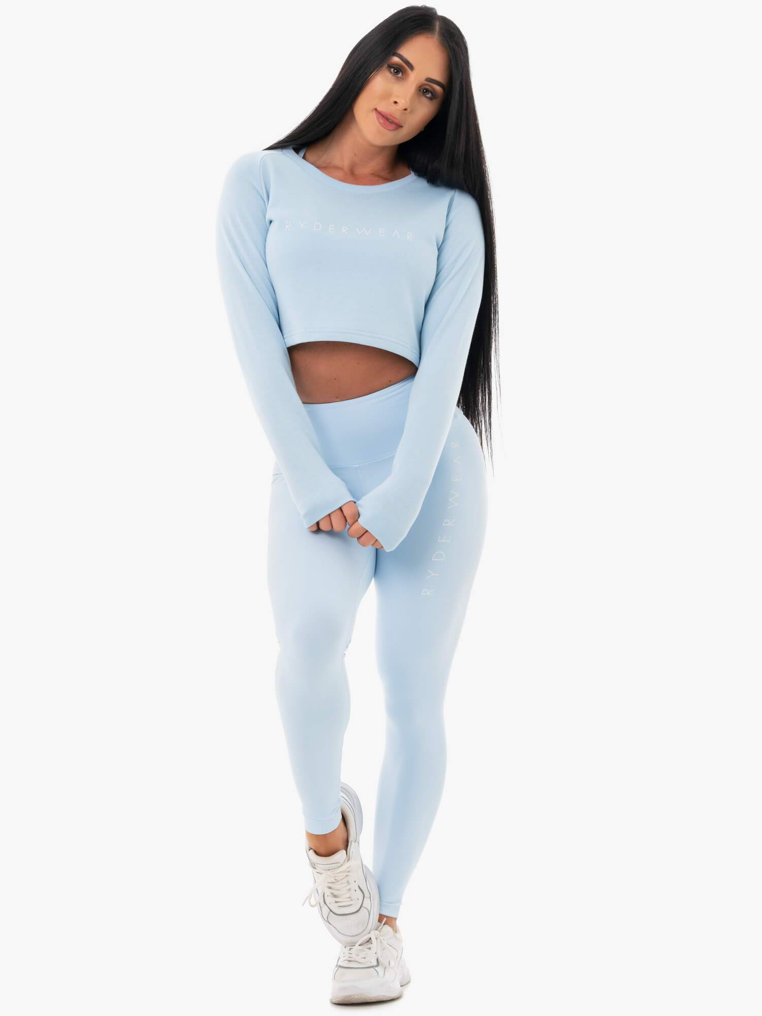 Staples Cropped Sweater Women's Sky Blue Pullover | Casual Chic Knit Top for Fall & Winter | Perfect for Office, Dates & Weekend Outfits