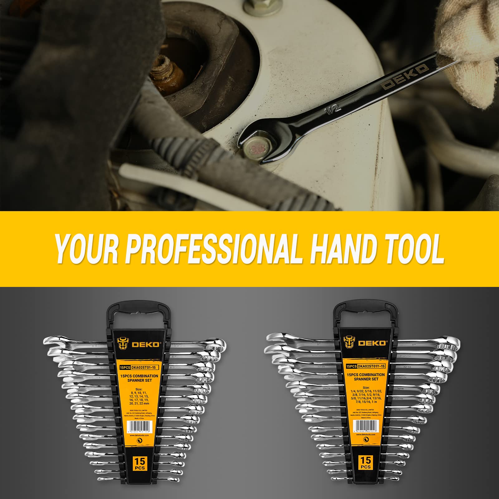 DEKOPRO 30-Piece SAE & Metric Combination Wrench Set (1/4