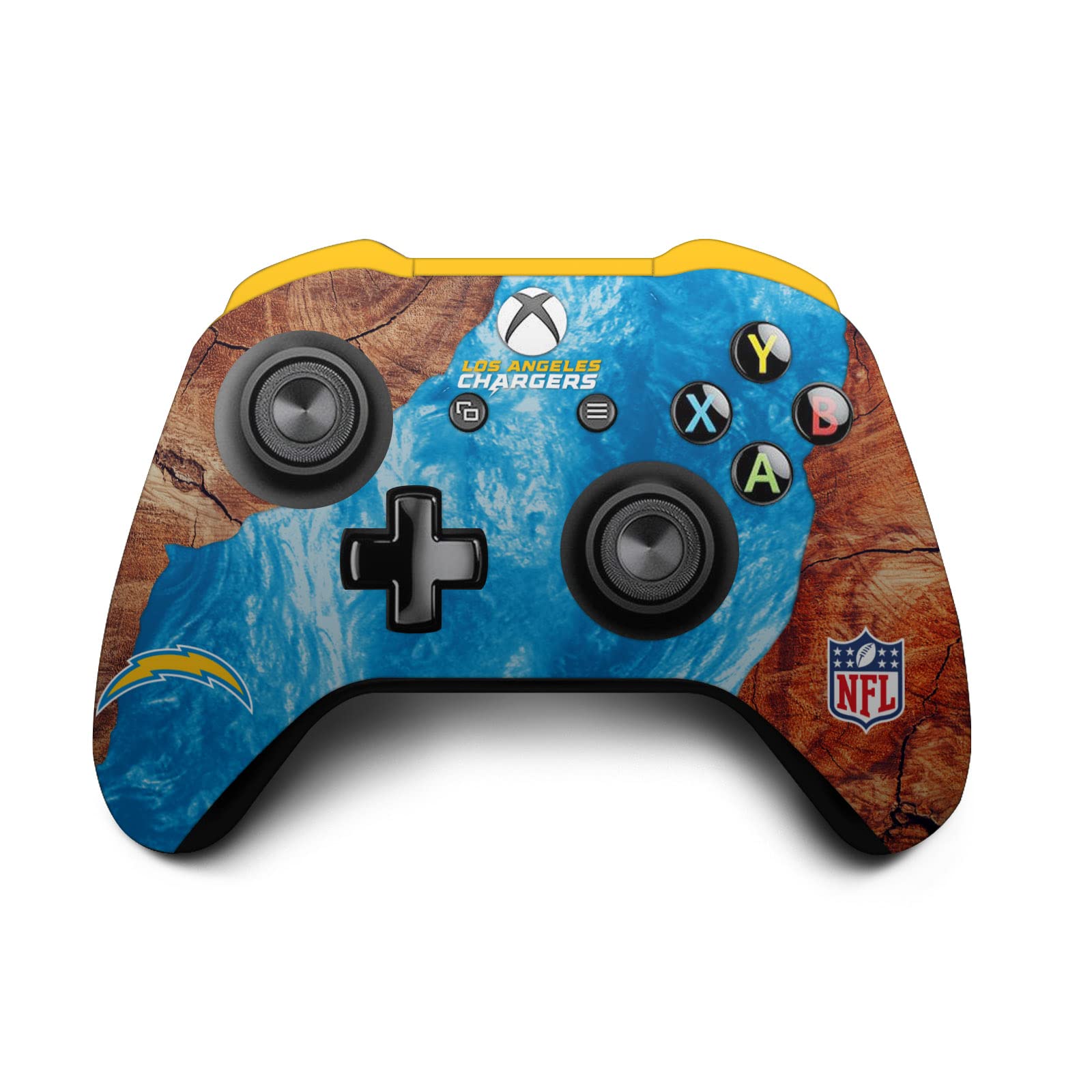 Official NFL Licensed Los Angeles Chargers Wood & Resin Vinyl Gaming Skin Sticker Cover Compatible with Xbox One S/X Controller - Perfect for Gaming Enthusiasts and NFL Fans