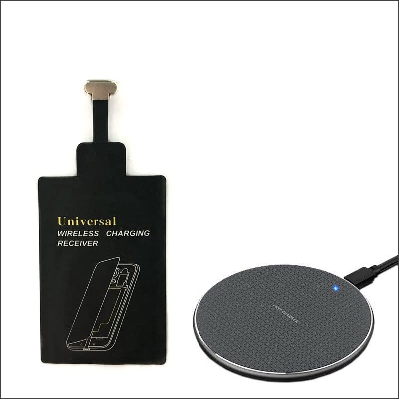 Wireless Charger Pad with External Receiver U01 for Samsung Galaxy A12/A22/A32/A42/A52/A72 4G/5G - Fast Charging, Black - Perfect for Home, Office & Travel