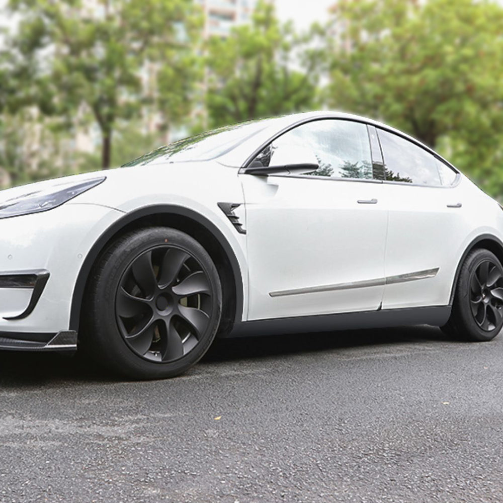 EVBASE Tesla Model Y 19 Inch Induction Wheel Covers - Matte Black Hubcaps (Set of 4) | Premium Accessories for Tesla Model Y | Perfect for Daily Driving & Car Protection