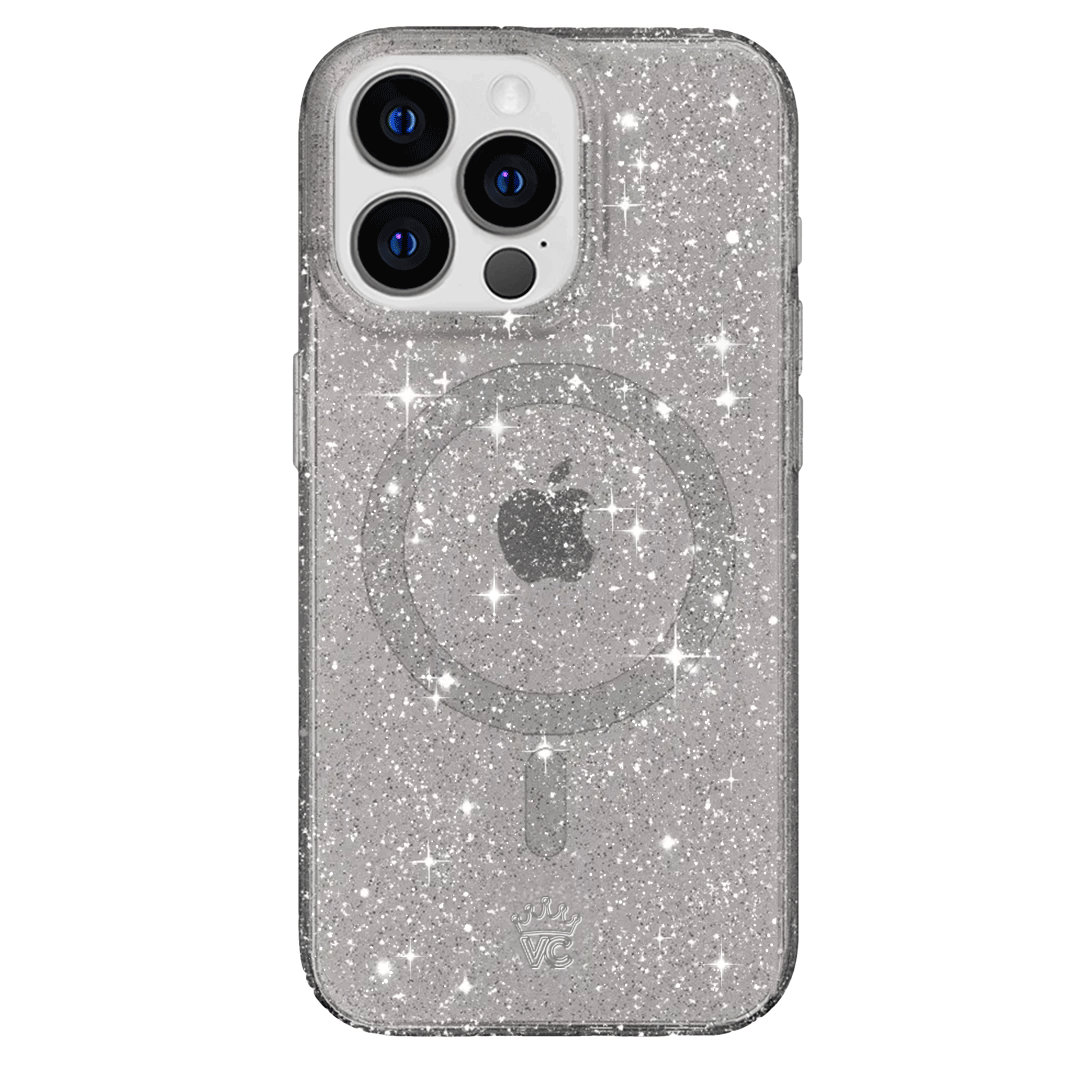Sparkle Grey Stardust Glitter iPhone Case - Protective & Stylish Phone Cover for iPhone 13/14/15 Pro Max - Perfect for Parties, Events & Everyday Glam