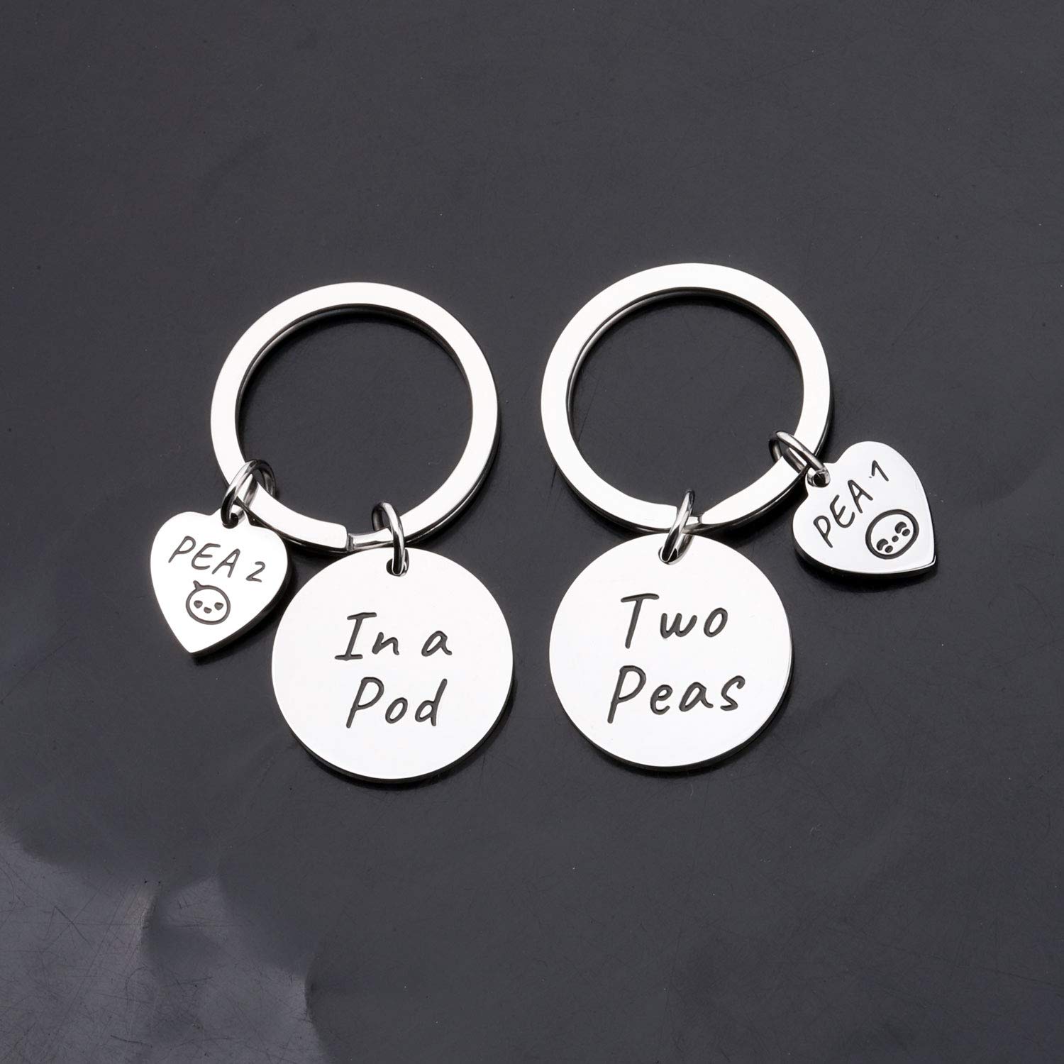 Best Friend Keychain Set - Two Peas in a Pod Matching Keychains for Sisters, Mother Daughter, Couples | Cute Friendship Gifts for Women, Girls | Perfect for Birthdays, Anniversaries, Christmas