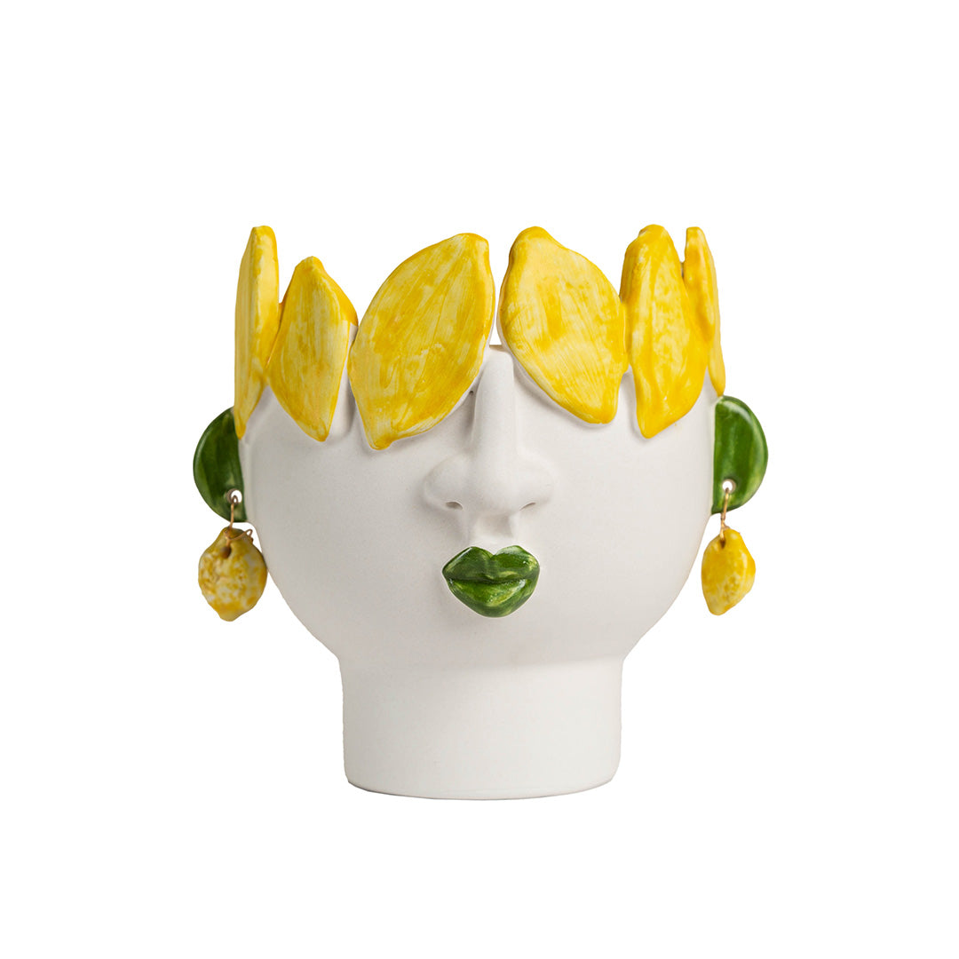 Lemon Head Cachepot - Elegant Ceramic Flower Pot for Home Decor, Office & Garden | Perfect for Succulents, Herbs & Small Plants