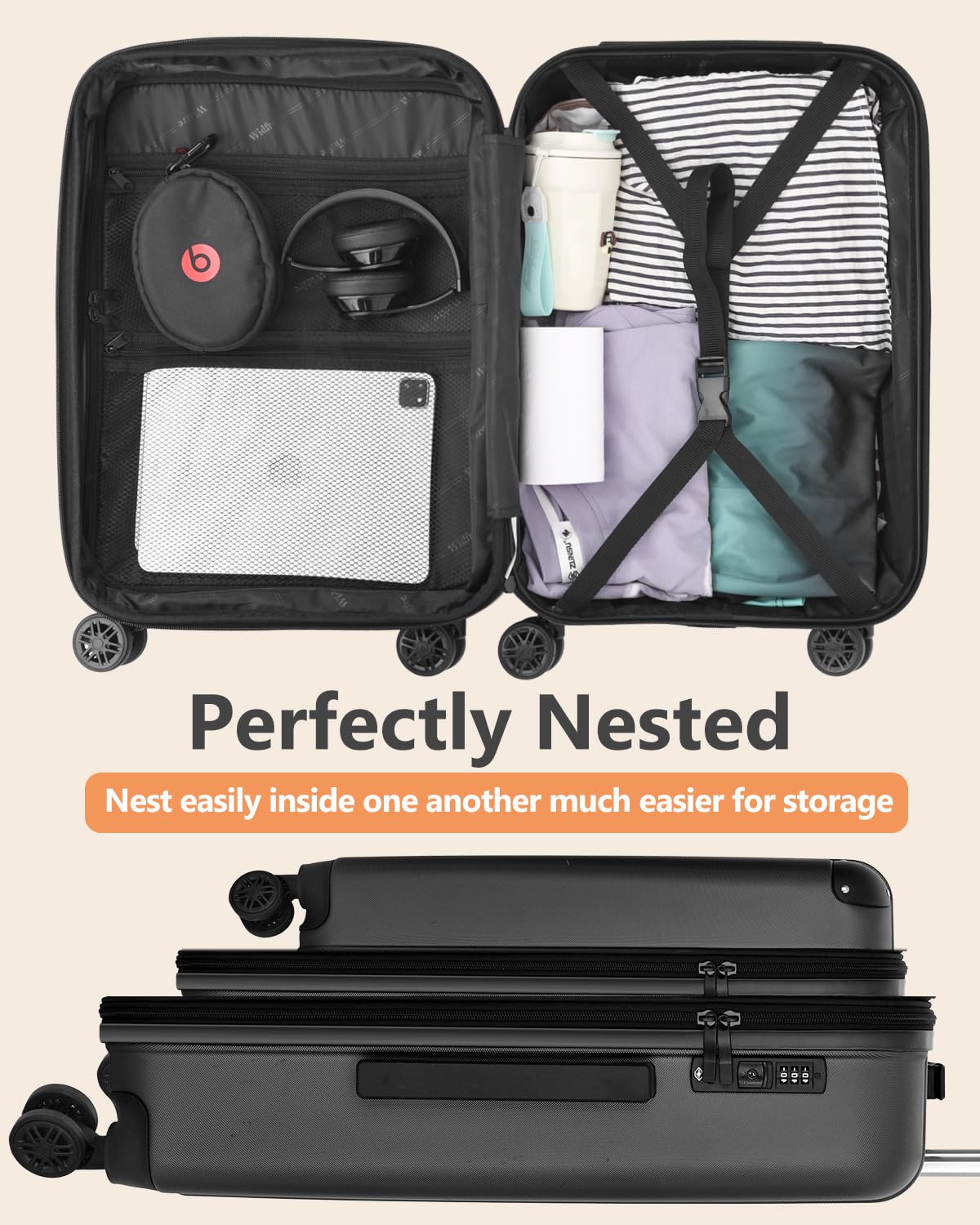 3-Piece Hard Shell Spinner Luggage Set with TSA Lock - 20