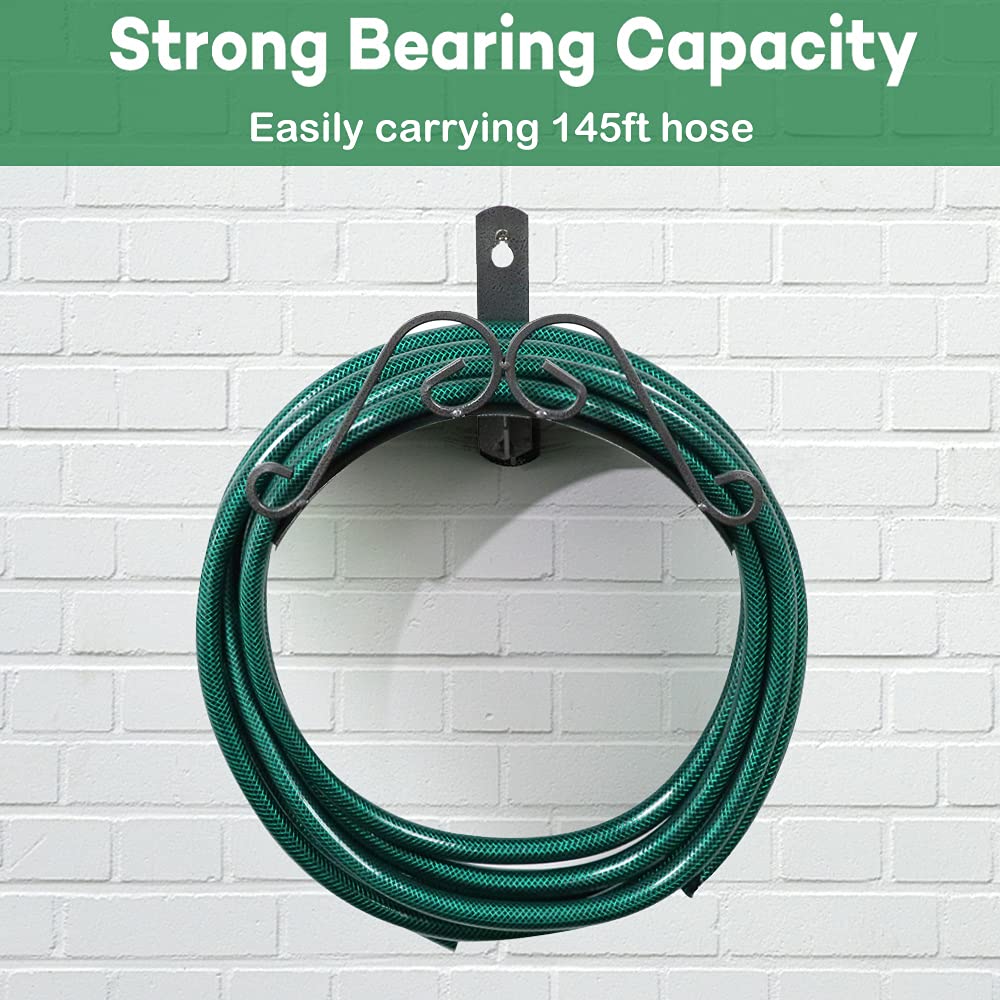 Heavy Duty Wall Mount Garden Hose Holder - Outdoor Metal Water Hose Hanger for 145ft 5/8'' Hose Storage - Perfect for Garage, Yard, and Garden Organization