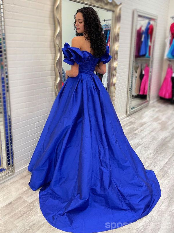 Elegant Blue A-Line Off-Shoulder Sweetheart Maxi Prom Dress for Women | Long Evening Gown for Parties, Weddings & Formal Events | Style 13510