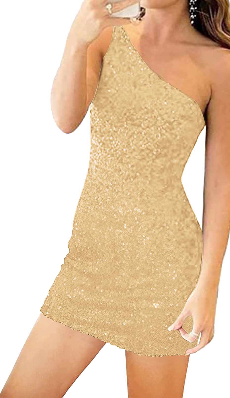 JAEDEN Short Prom Dress for Homecoming - One Shoulder Sparkly Sequin Cocktail Party Dress | Perfect for Dances, Parties & Special Occasions