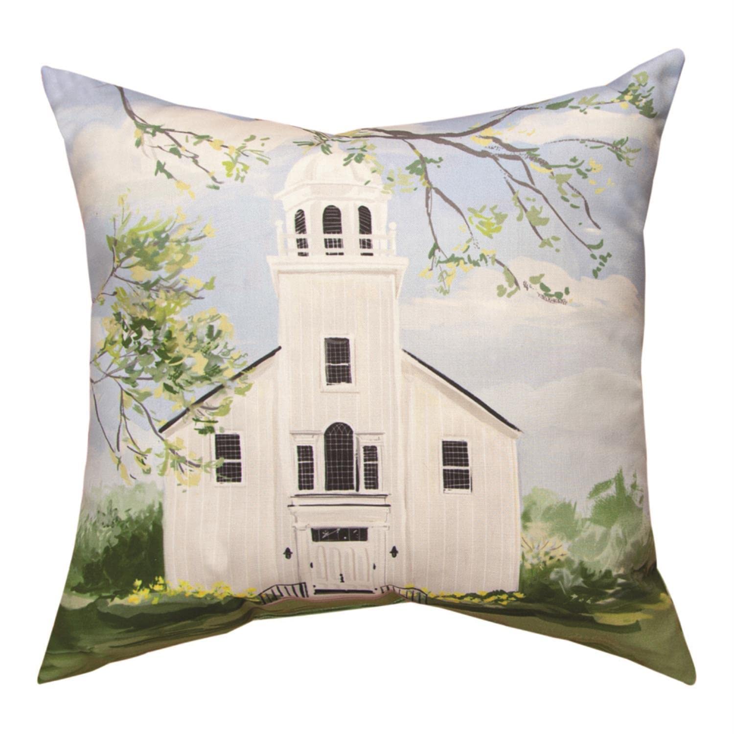 Town Square Church Blended Yarn Climaweave Pillow - Soft Decorative Throw Cushion for Sofa, Bed & Home Decor | Multi-Finish Design | Cozy Living Room & Bedroom Accent