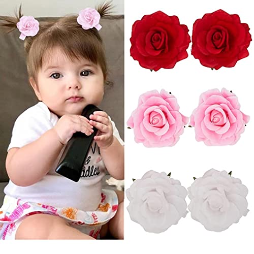 6Pcs Rose Flower Hair Clips for Girls & Kids - Colorful Alligator Hair Pins for School, Parties & Daily Styling (Pack of 6)