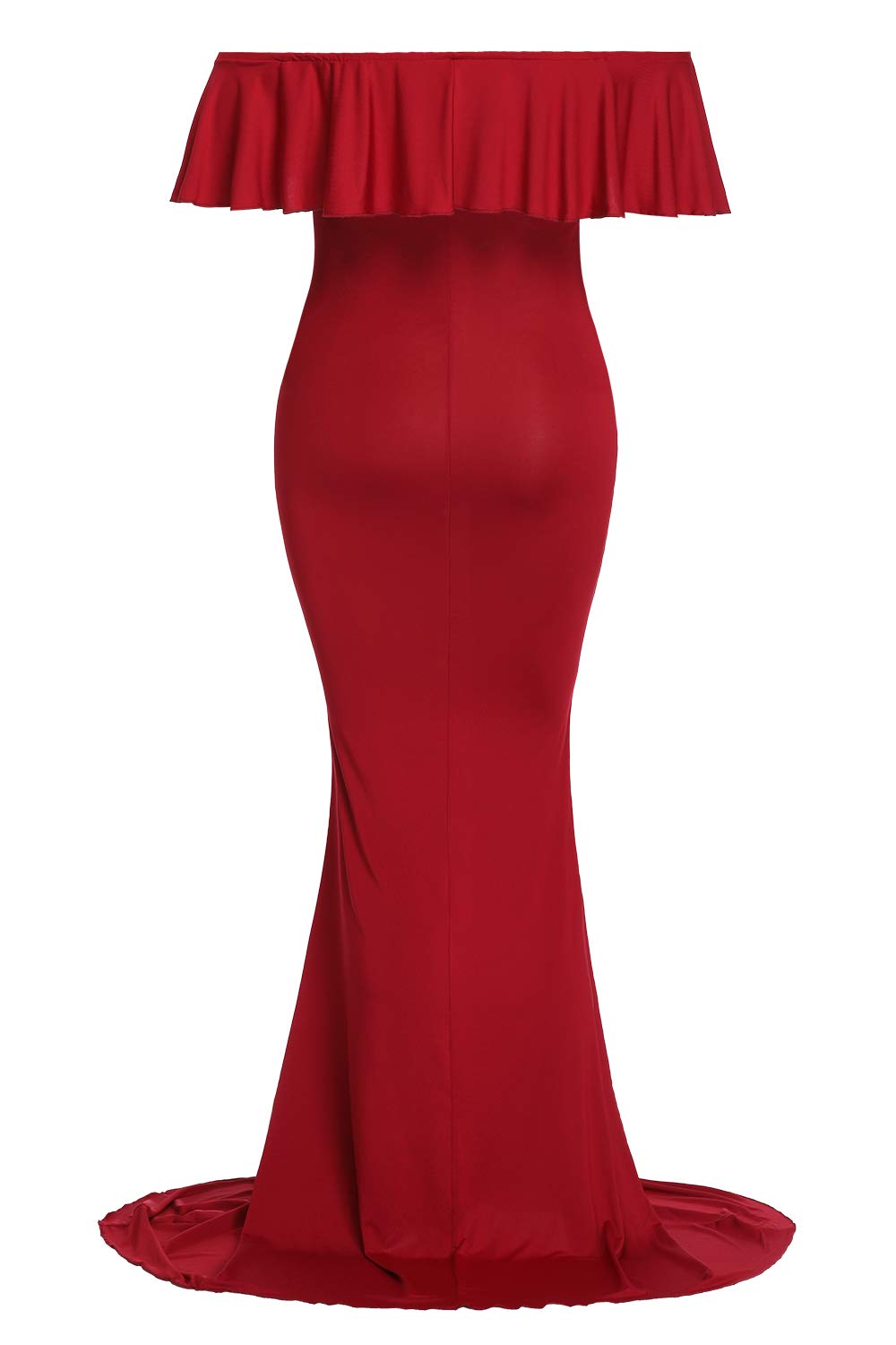 Stylish Long Maternity Dress for Photoshoot - Stretchy Pregnancy Maxi Dress with Ruffle Details - Perfect for Baby Showers, Maternity Photos & Special Occasions