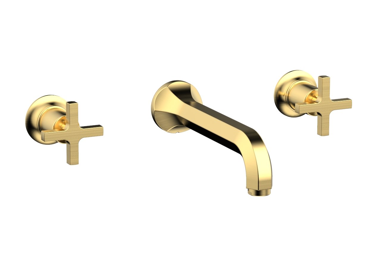 HEX MODERN Wall Tub Faucet Set with Cross Handles - Model 501 56 - Perfect for Bathroom Renovation and Modern Home Decor