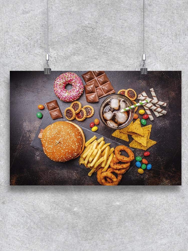 Fast Food and Sugar Awareness Poster - Healthy Eating Educational Wall Art for Classrooms, Kitchens & Offices