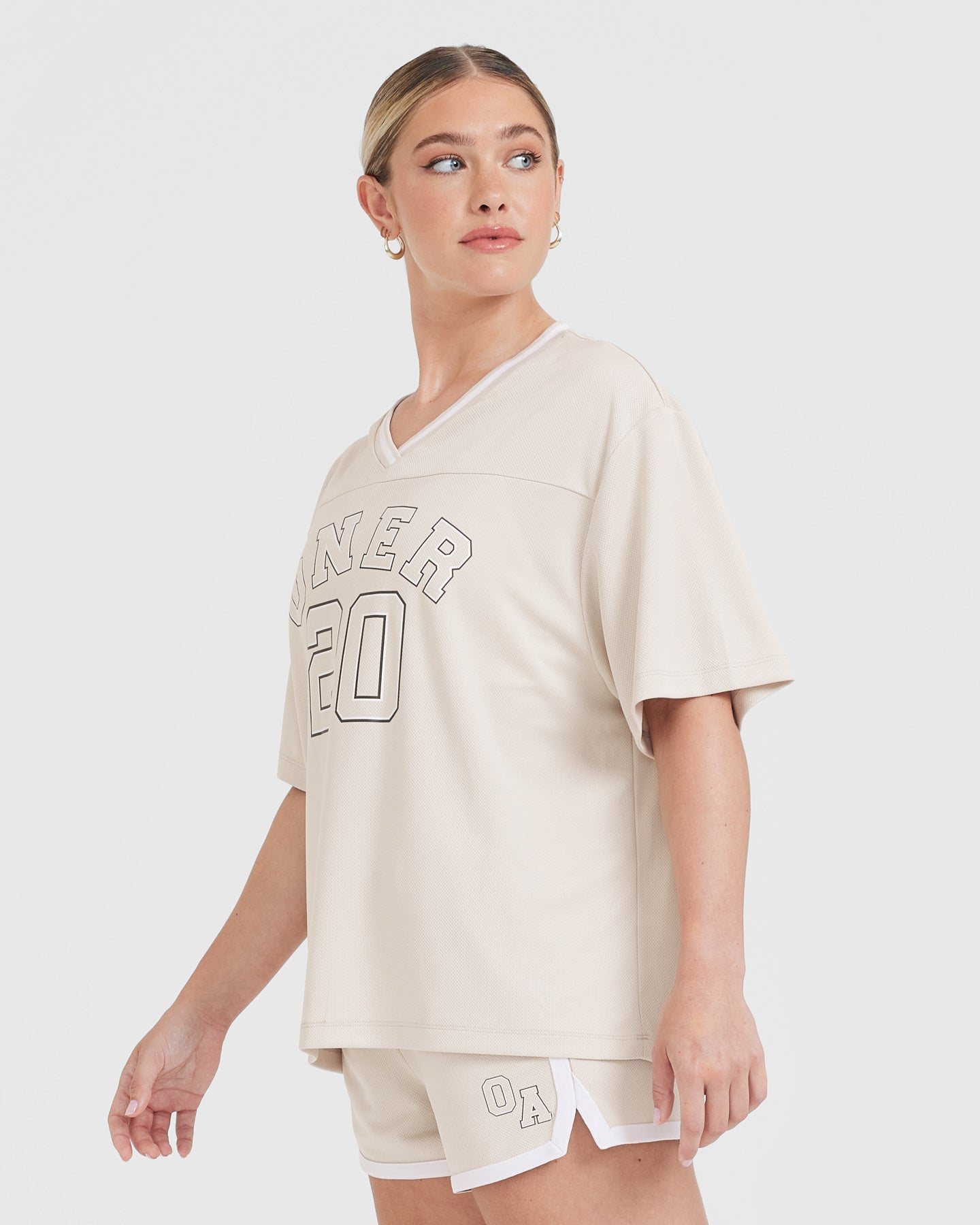 Varsity V-Neck Short Sleeve T-Shirt for Men - Soft Cotton Casual Tee | Perfect for Summer, Gym, and Everyday Wear | Sand Color