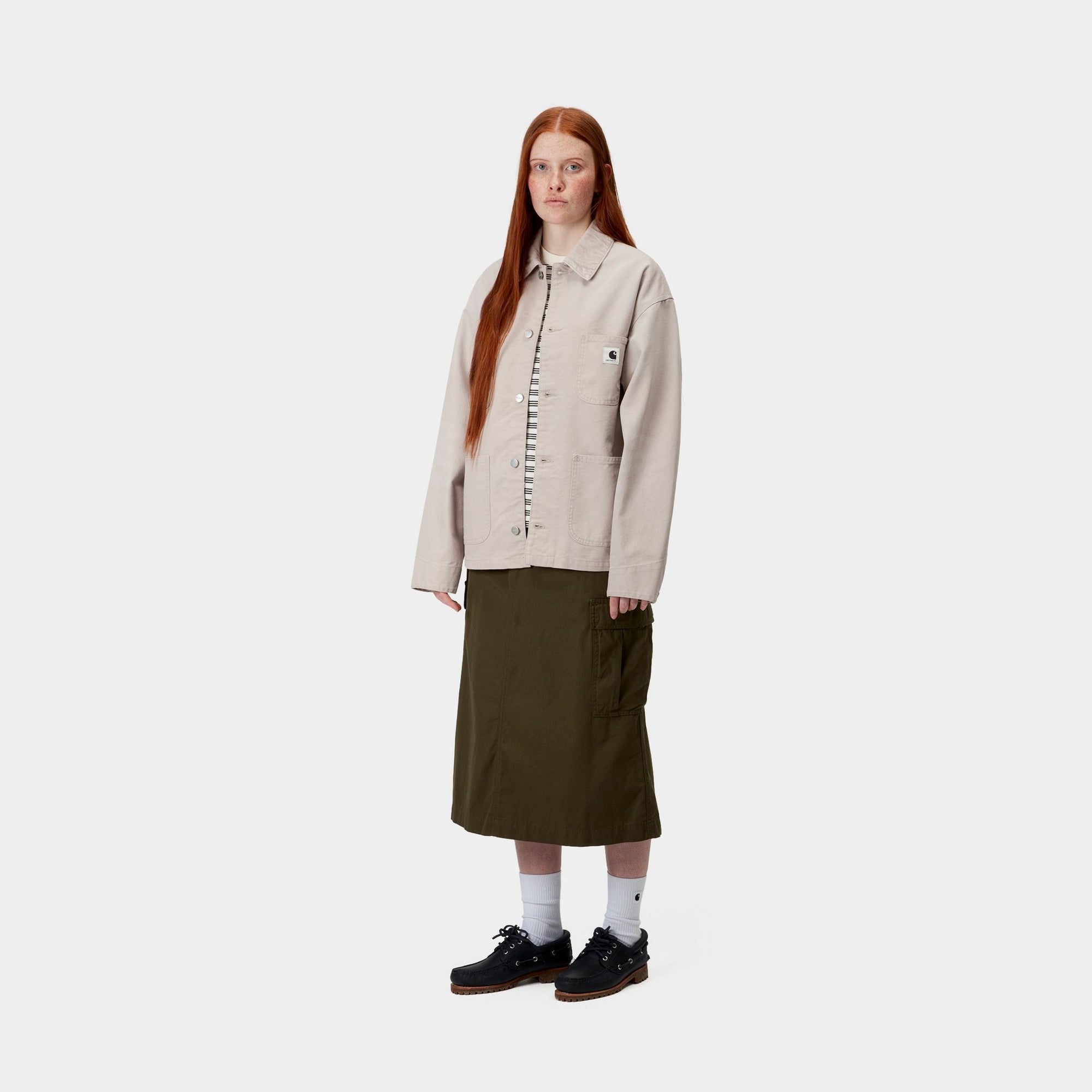 Women's OG Michigan Spring Coat - Stone Canvas Fabric in Dusky Beige | Water-Resistant Lightweight Jacket for Outdoor Activities & Casual Wear