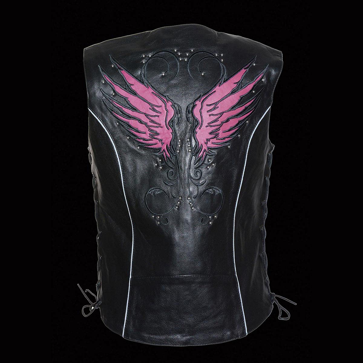 Milwaukee Leather Women's Premium Classic Leather Motorcycle Vest with Embroidery - Large Size | Stylish Riding Gear for Harley Davidson & Cruiser Bikes